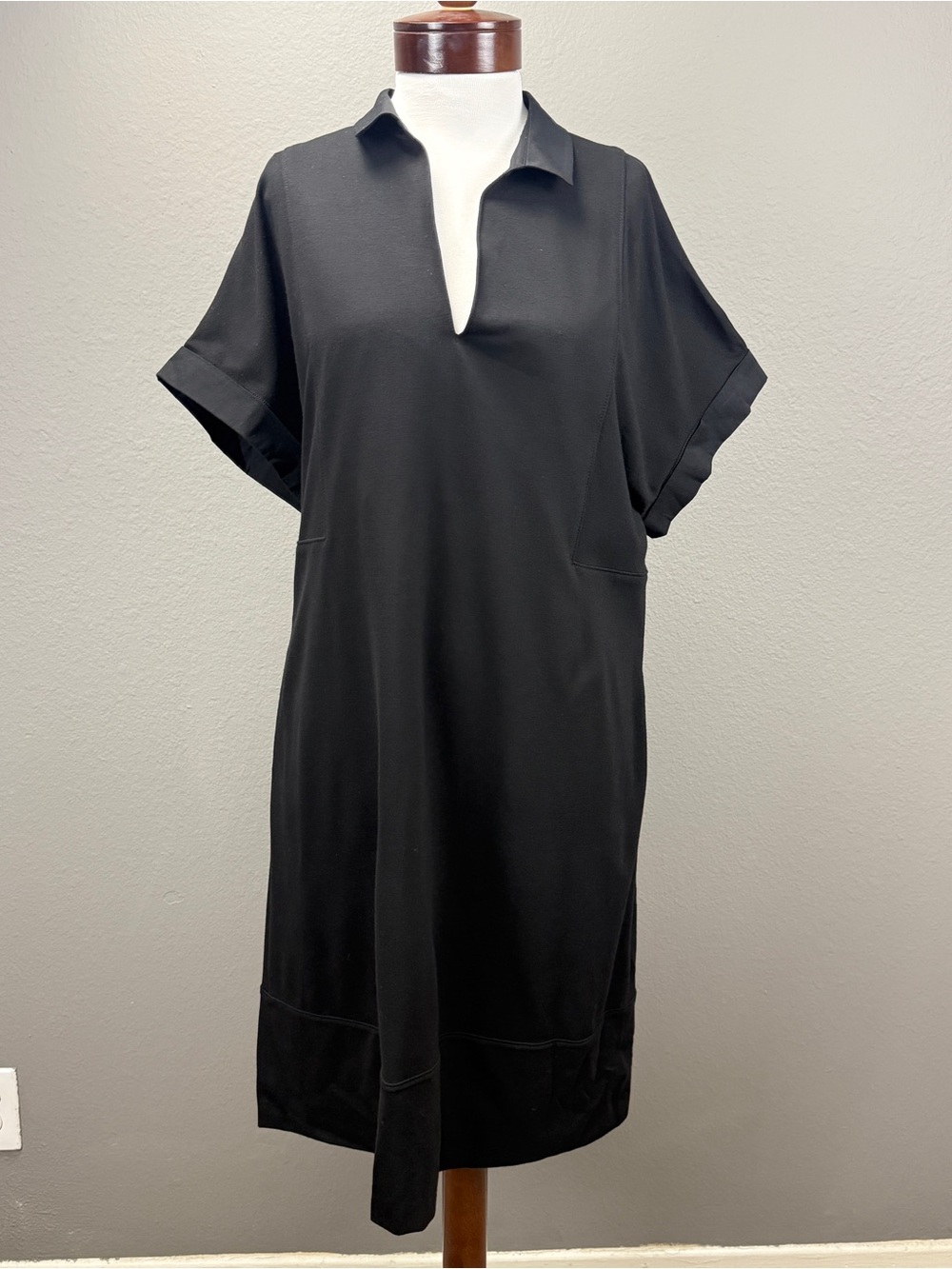 Lafayette 148 New York Black V Neck Shift Dress Sz XL  Women's Career Sheath